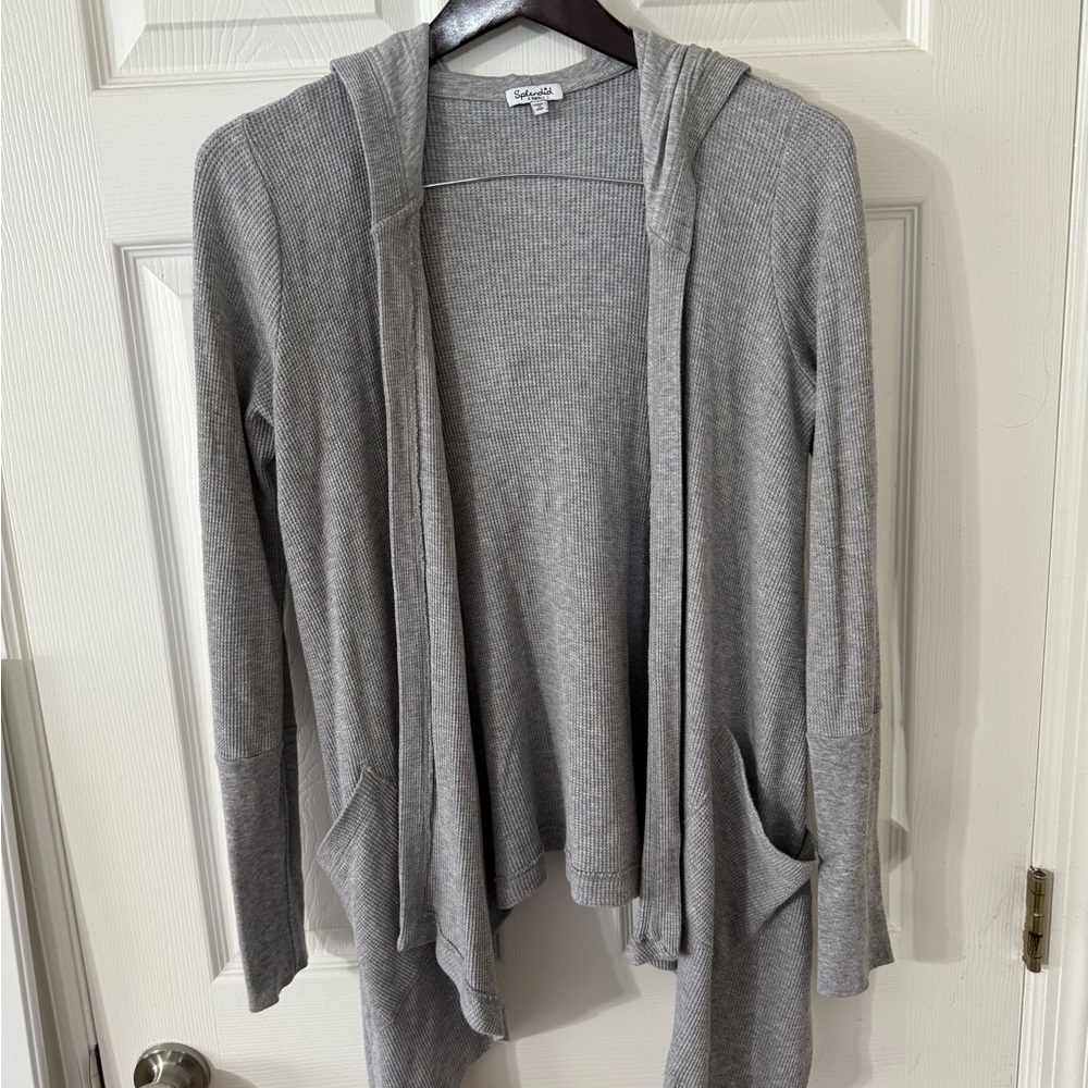 Splendid Light Gray Hooded Cardigan
